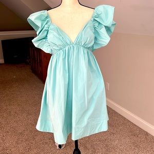 Cute blue mini dress.